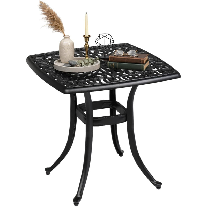 Black Cast‑Aluminum Outdoor Side Table