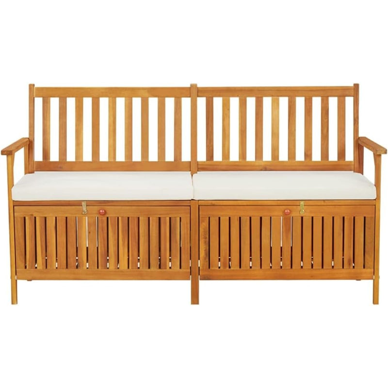 Acacia Wood Storage Bench with Cushion