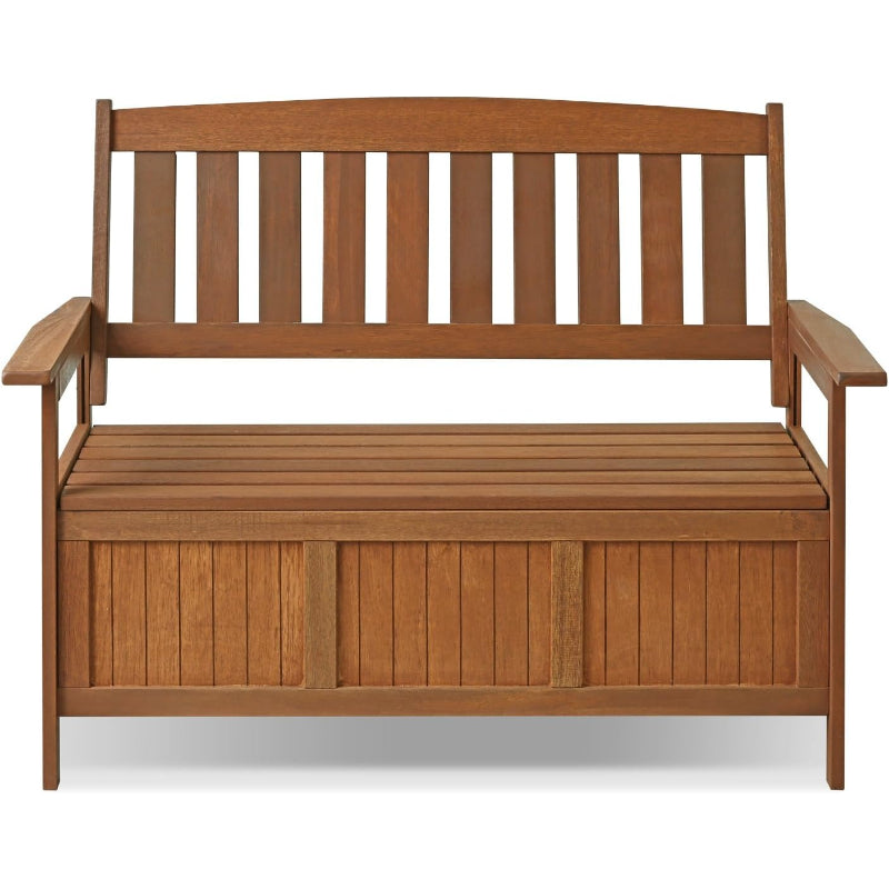 Natural Teak Wood Outdoor Storage Bench