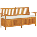 Acacia Wood Storage Bench with Cushion
