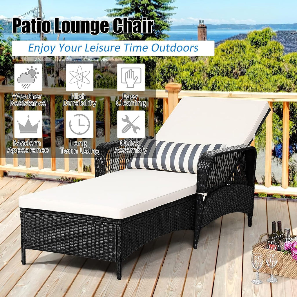 Wicker Outdoor Chaise Lounge Recliner