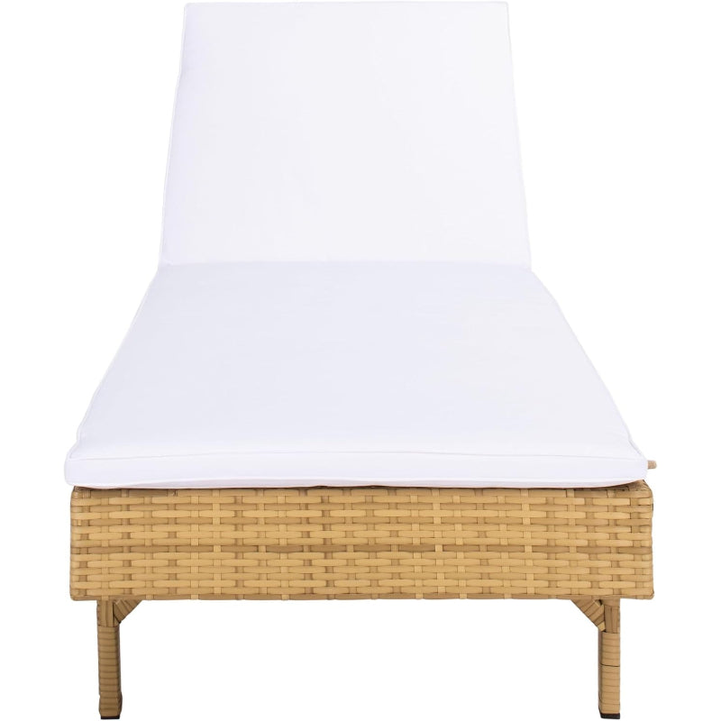 Brown‑White Faux‑Wicker Outdoor Chaise Lounge
