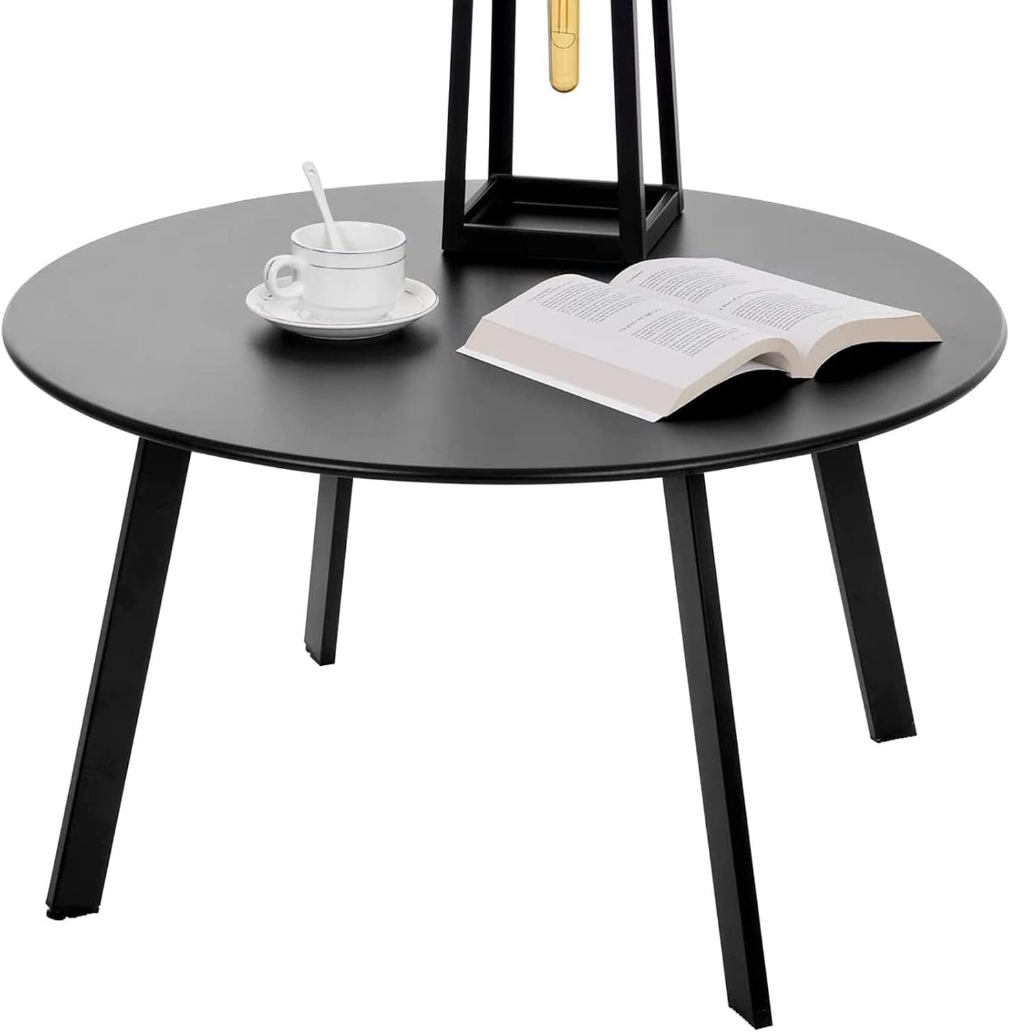 Black Round Metal Indoor‑Outdoor Side Table