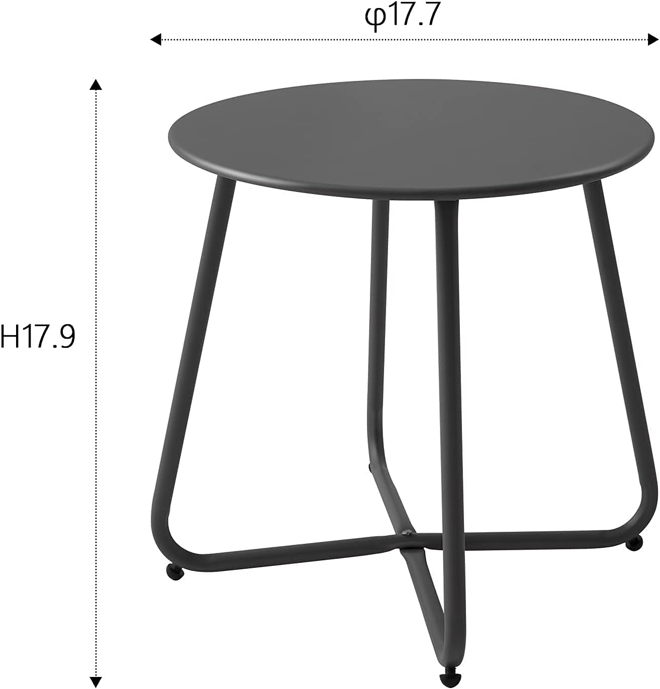 Black Round Portable Metal Outdoor Side Table