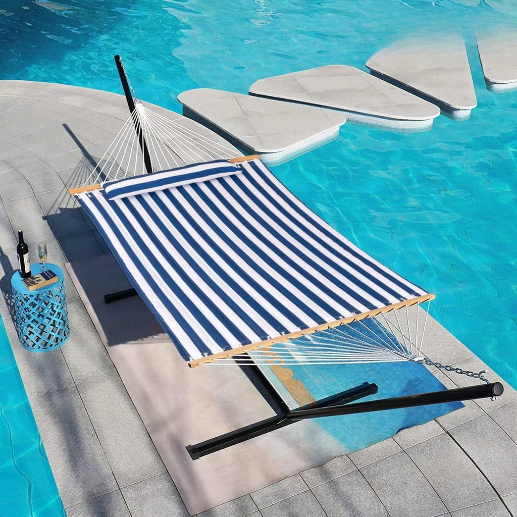 Blue‑White Quilted Double Hammock