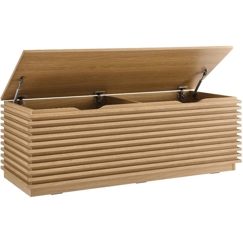 47" Oak Wood Grain Storage Bench