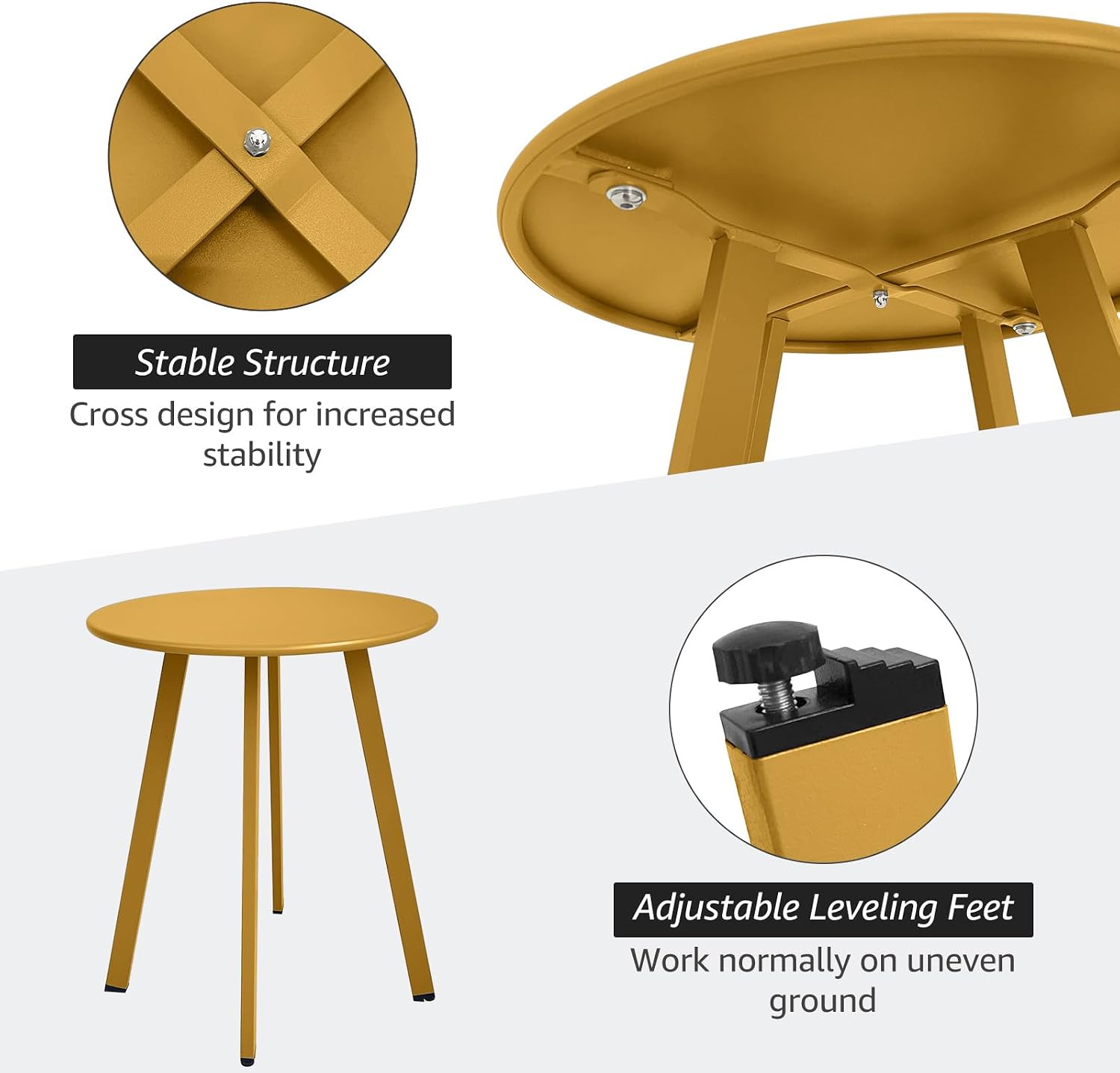 Yellow Metal Round Indoor‑Outdoor Side Table