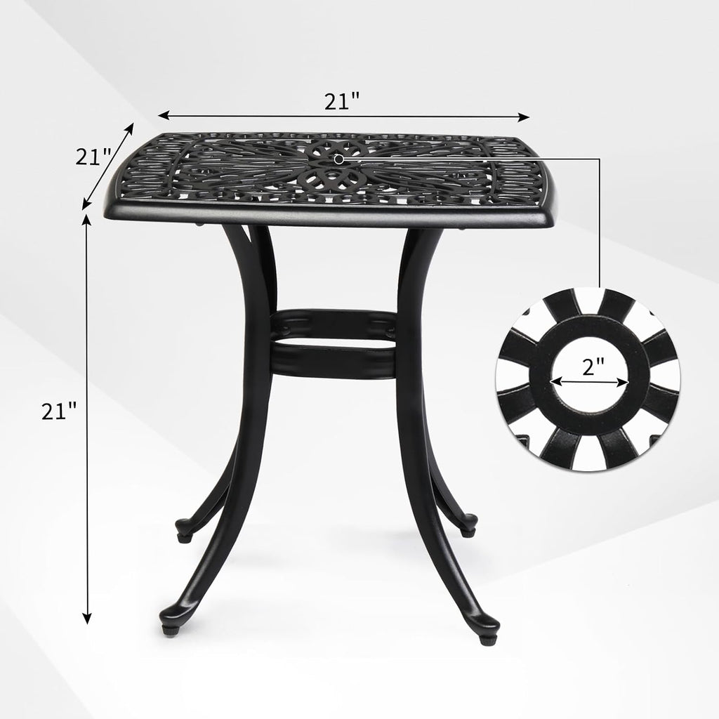 Black Cast‑Aluminum Outdoor Side Table