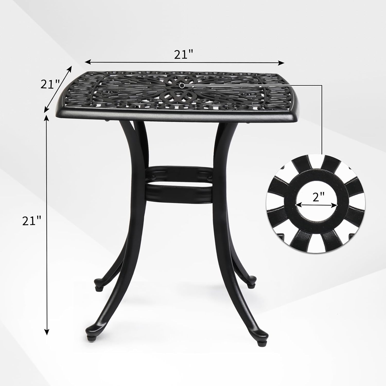 Black Cast‑Aluminum Outdoor Side Table