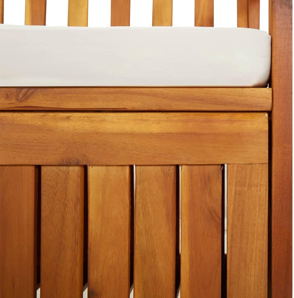 Acacia Wood Storage Bench with Cushion