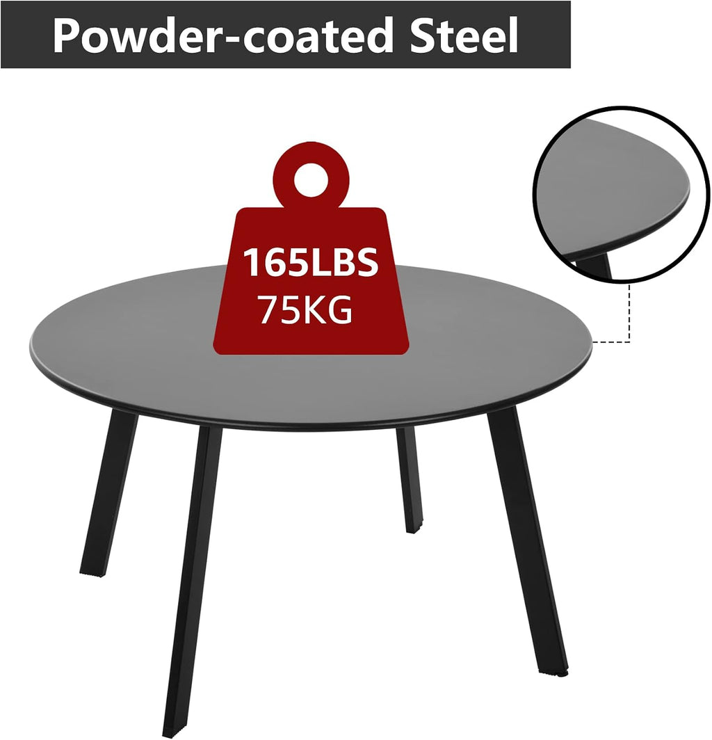 Black Round Metal Indoor‑Outdoor Side Table