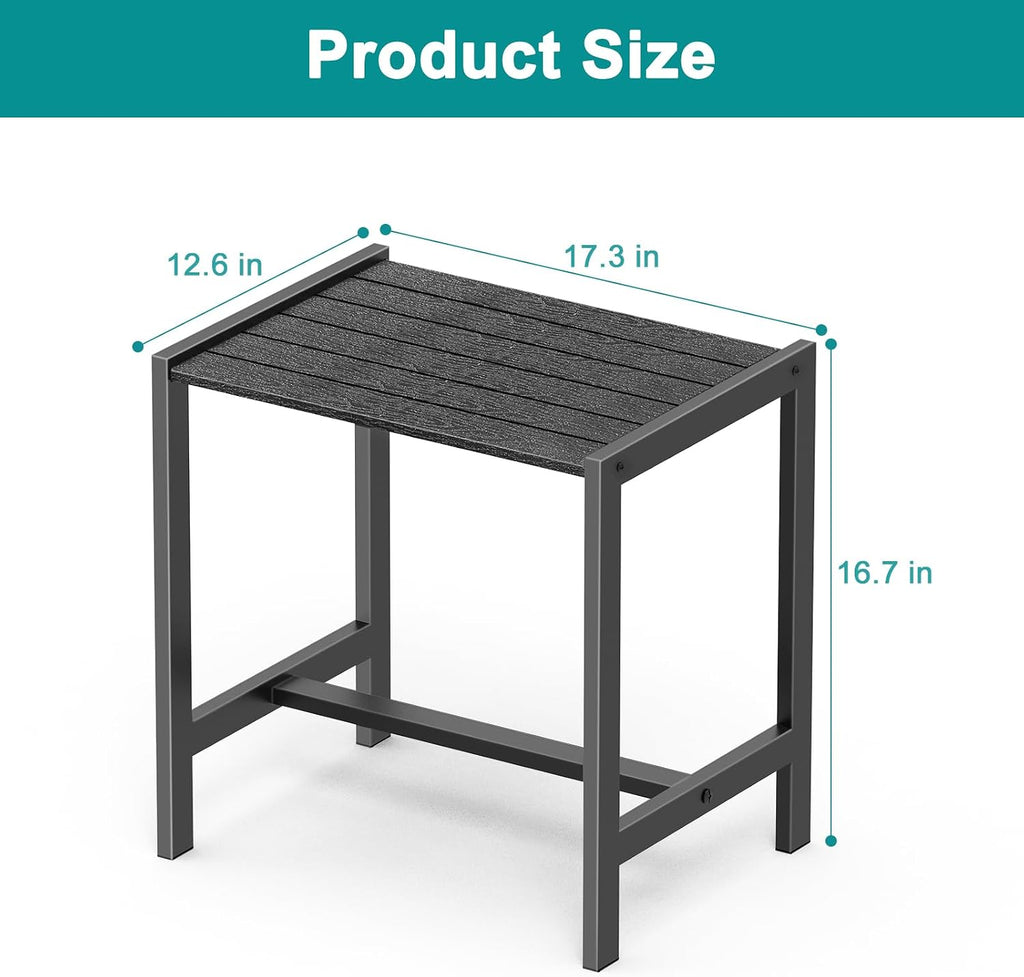 Black Metal Square Outdoor Side Table