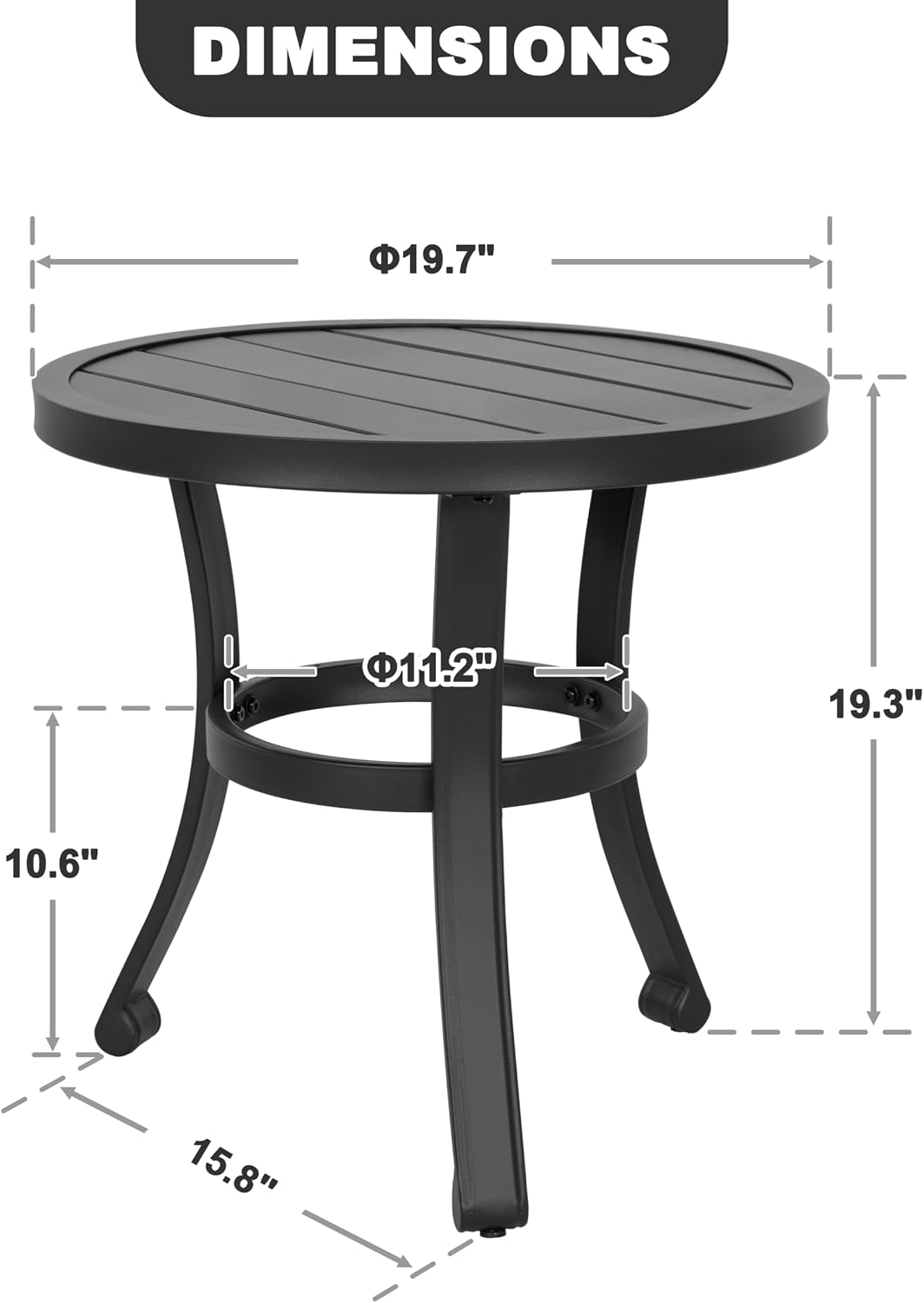 Black Metal Indoor‑Outdoor Side Table