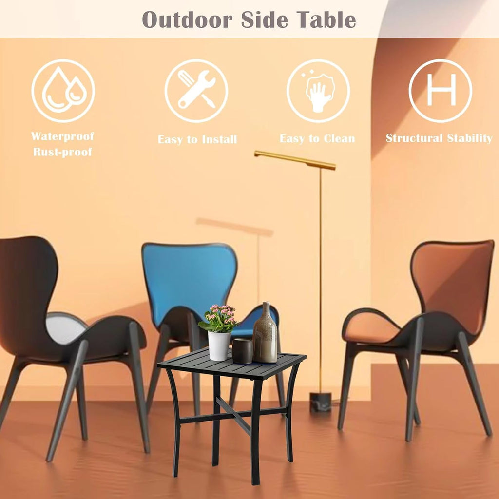 Black Steel Indoor‑Outdoor Side Table