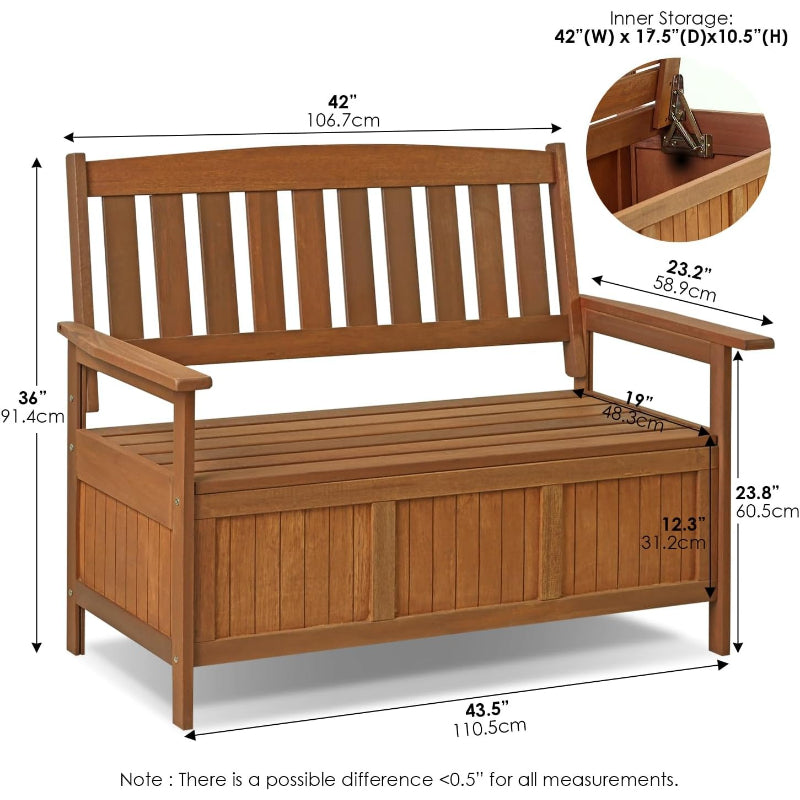 Natural Teak Wood Outdoor Storage Bench