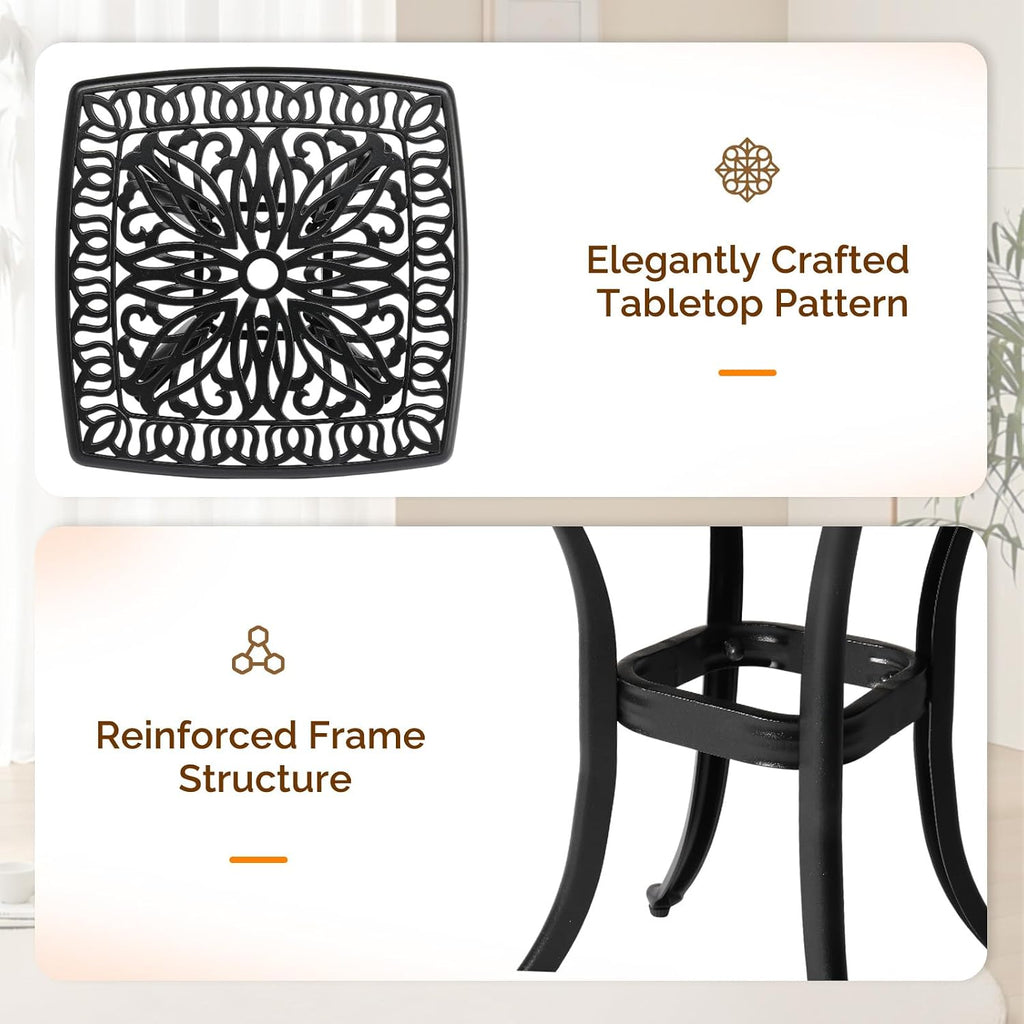 Black Cast‑Aluminum Outdoor Side Table