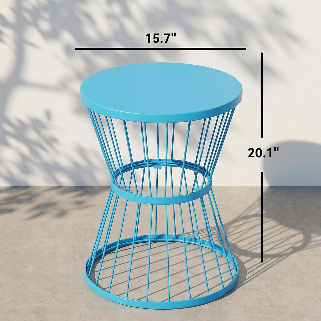 Blue Steel Patio Side Table
