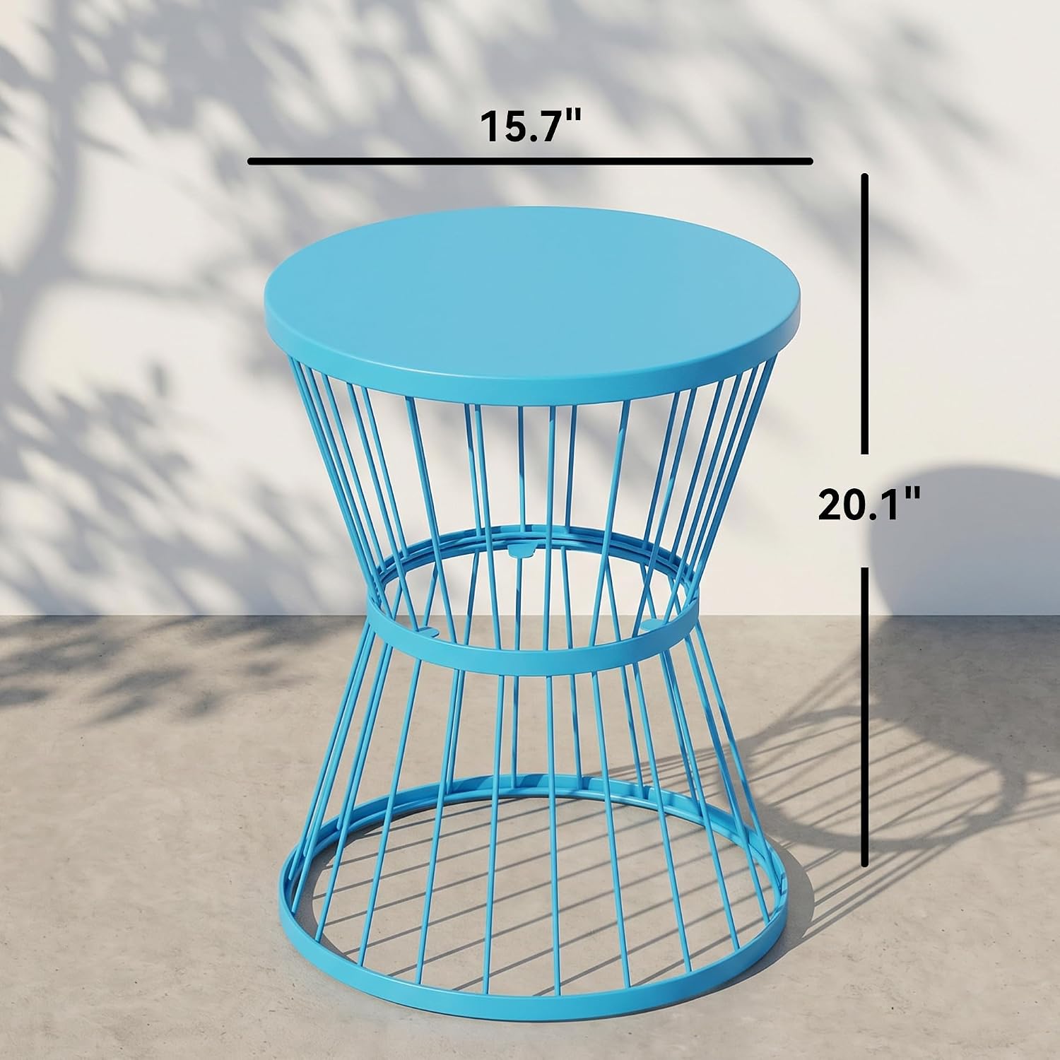 Blue Steel Patio Side Table