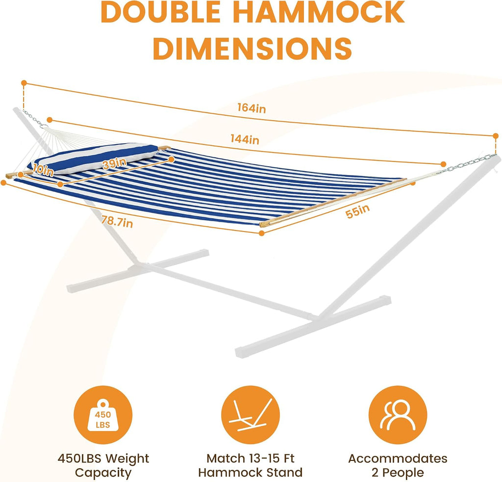 Blue‑White Quilted Double Hammock