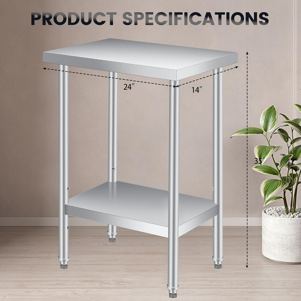 Stainless‑Steel Double‑Layer Patio Side Table