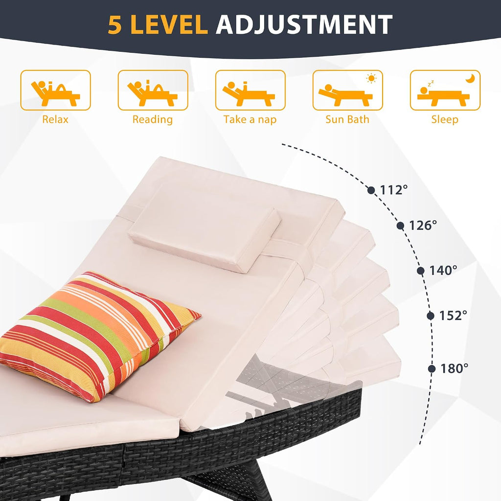 2‑Pack Wicker Outdoor Chaise Lounge Set