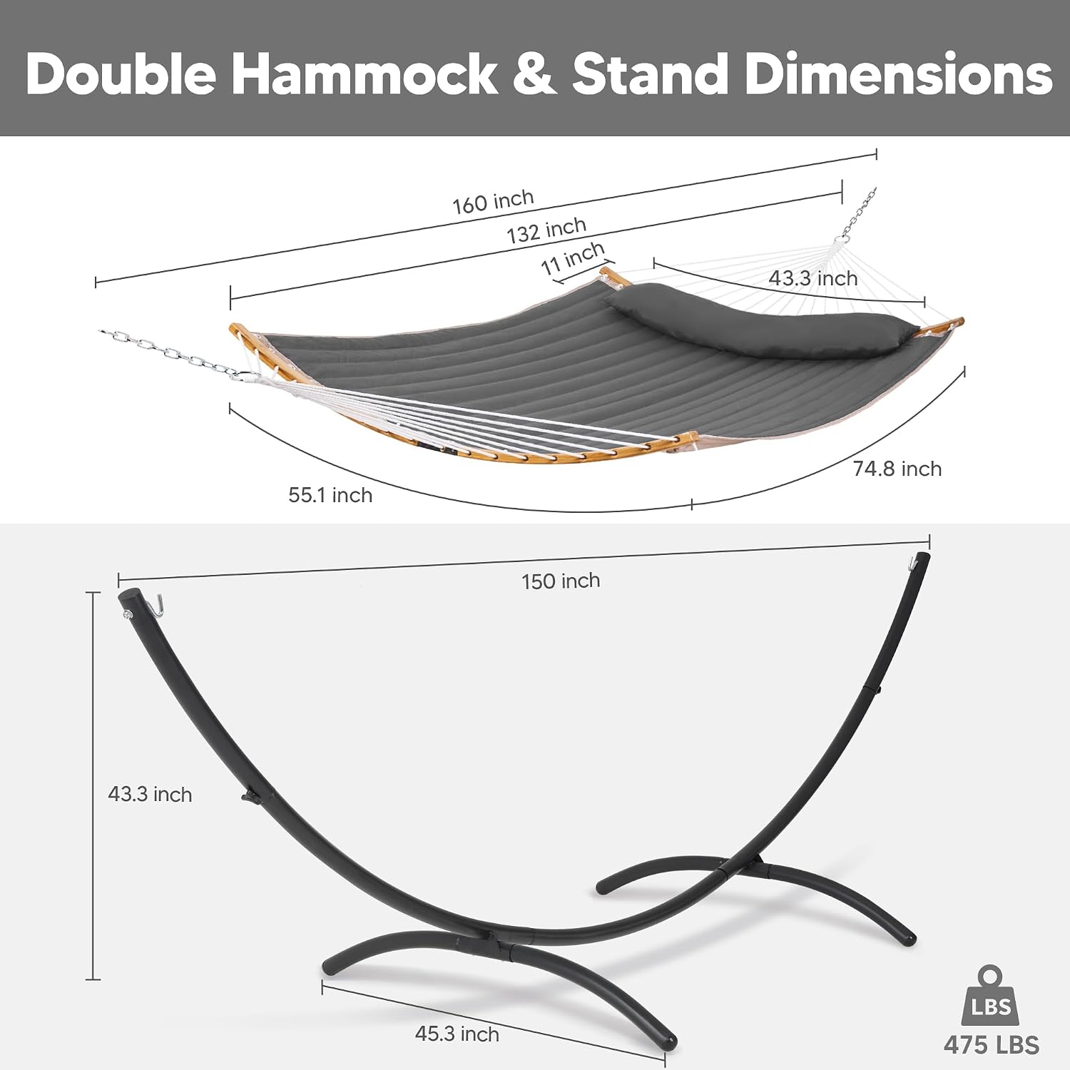 Dark Gray Standing Patio Hammock