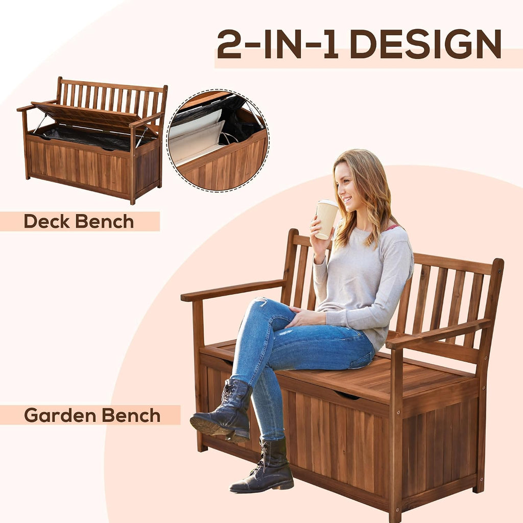 Teak Wooden Outdoor Storage Bench
