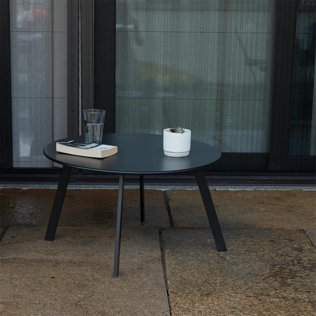 Black Round Metal Indoor‑Outdoor Side Table