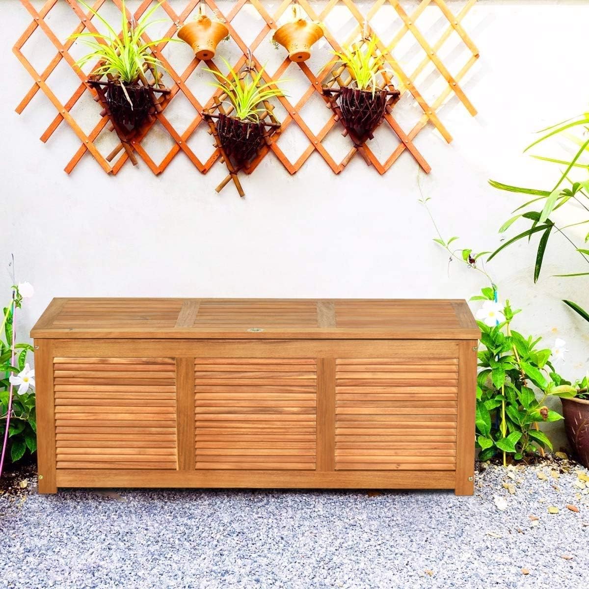 Acacia Wood Outdoor Storage Bench