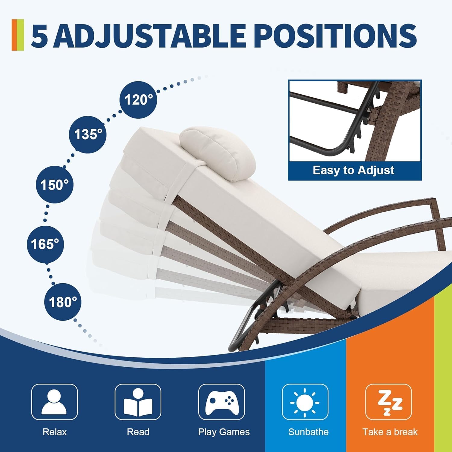 Beige 2‑Pack PE‑Rattan Chaise Lounge Set