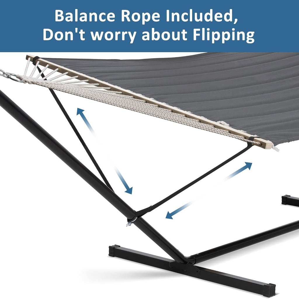 2‑Person Dark Grey Hammock with Stand