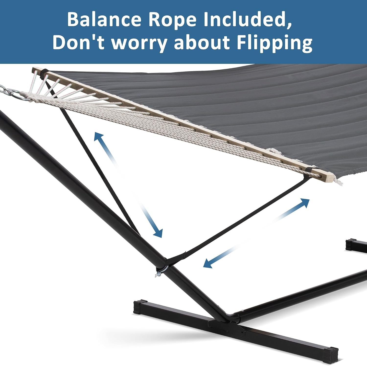 2‑Person Dark Grey Hammock with Stand