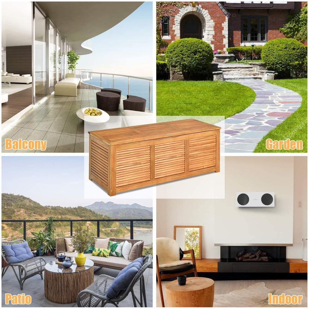 Acacia Wood Outdoor Storage Bench