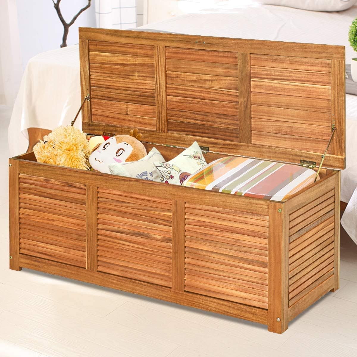Acacia Wood Outdoor Storage Bench