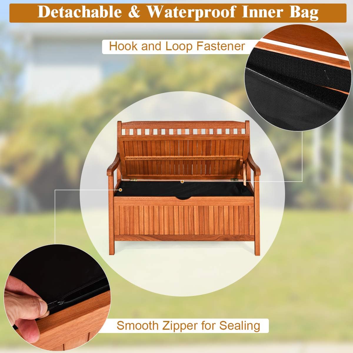 Wooden Outdoor Storage Bench
