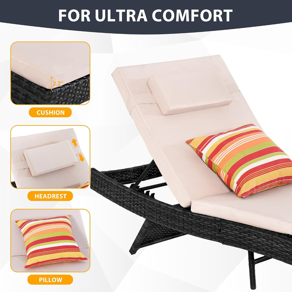 2‑Pack Wicker Outdoor Chaise Lounge Set