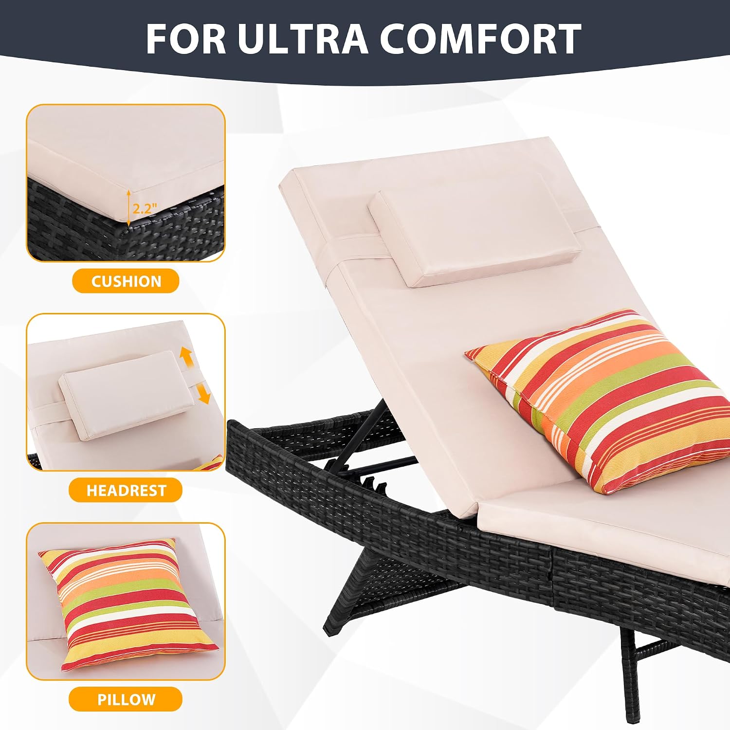 2‑Pack Wicker Outdoor Chaise Lounge Set