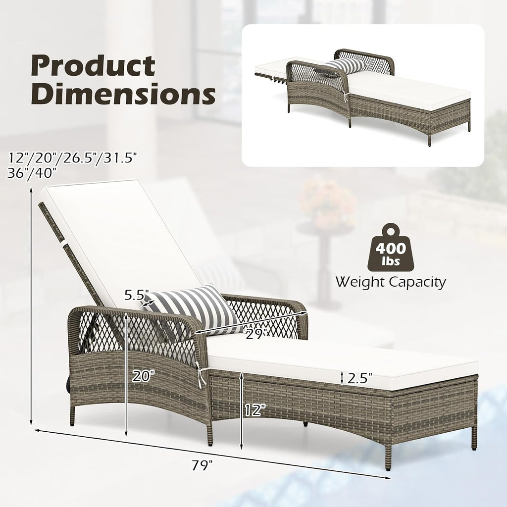 Off‑White 2‑Pack Wicker Chaise Lounge Set