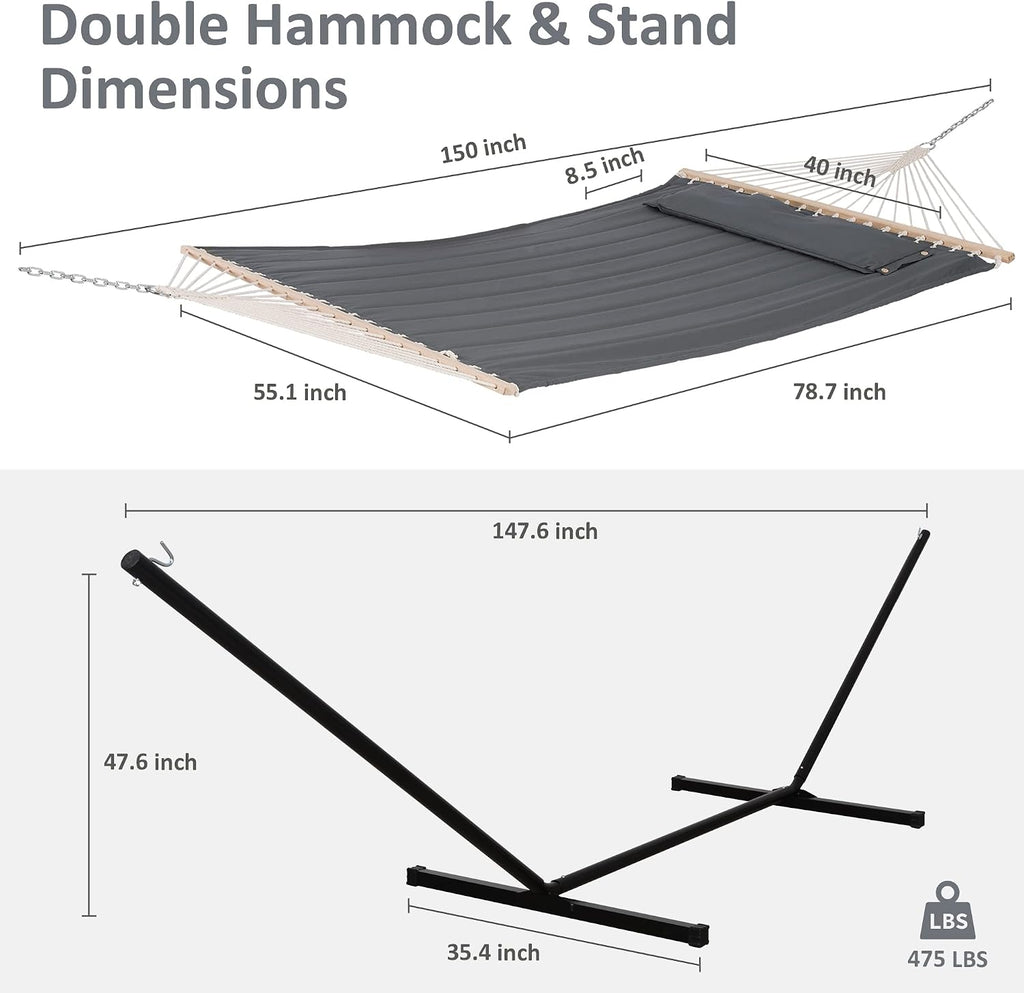 2‑Person Dark Grey Hammock with Stand