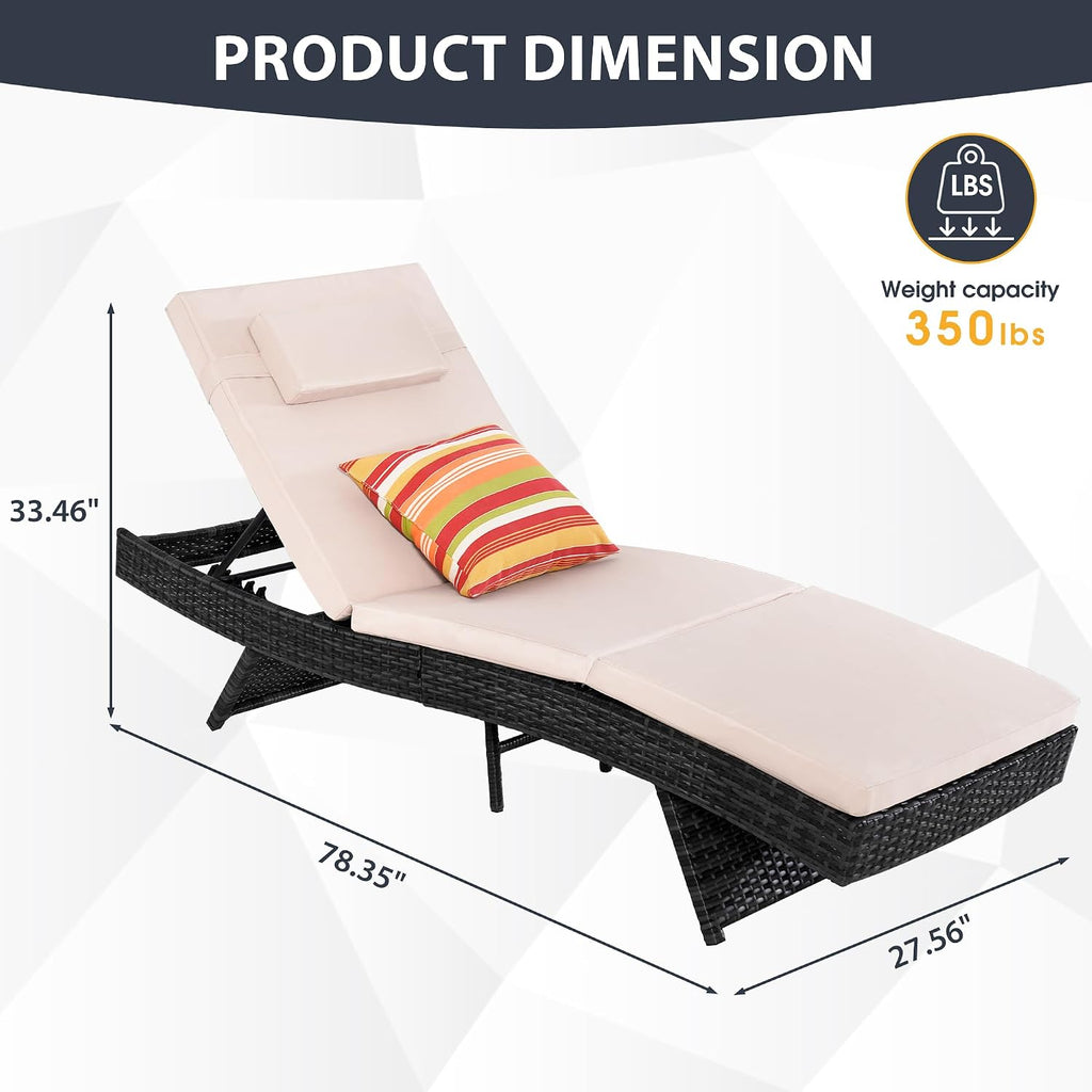 2‑Pack Wicker Outdoor Chaise Lounge Set