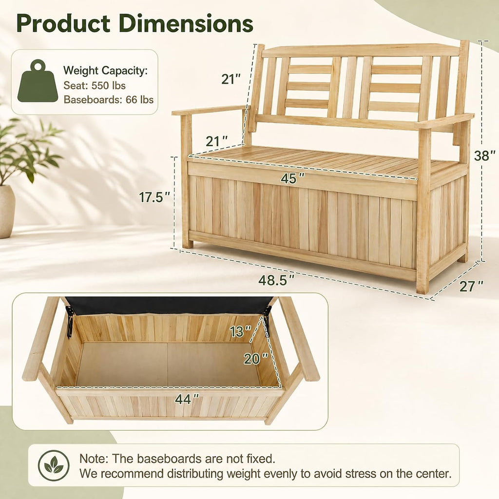 Wood Outdoor Storage Bench Deck Box