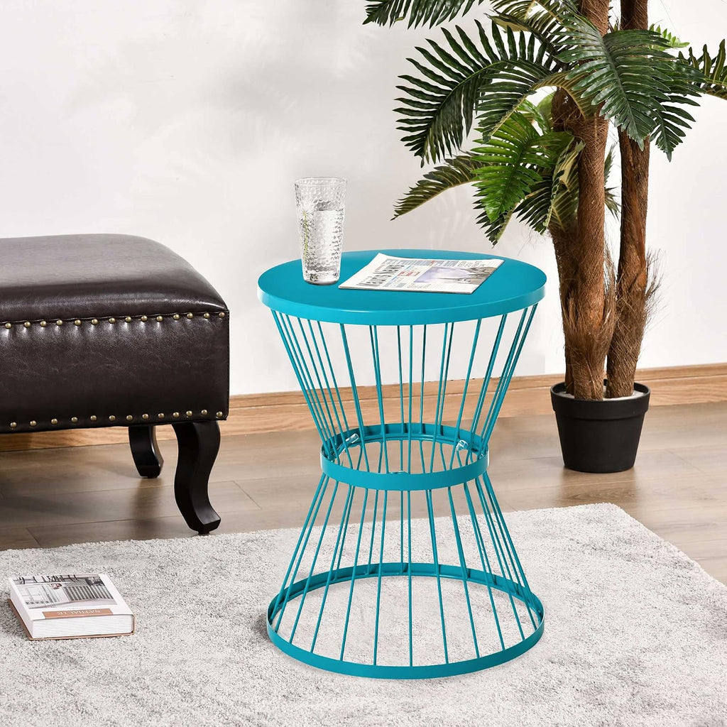 Blue Steel Patio Side Table