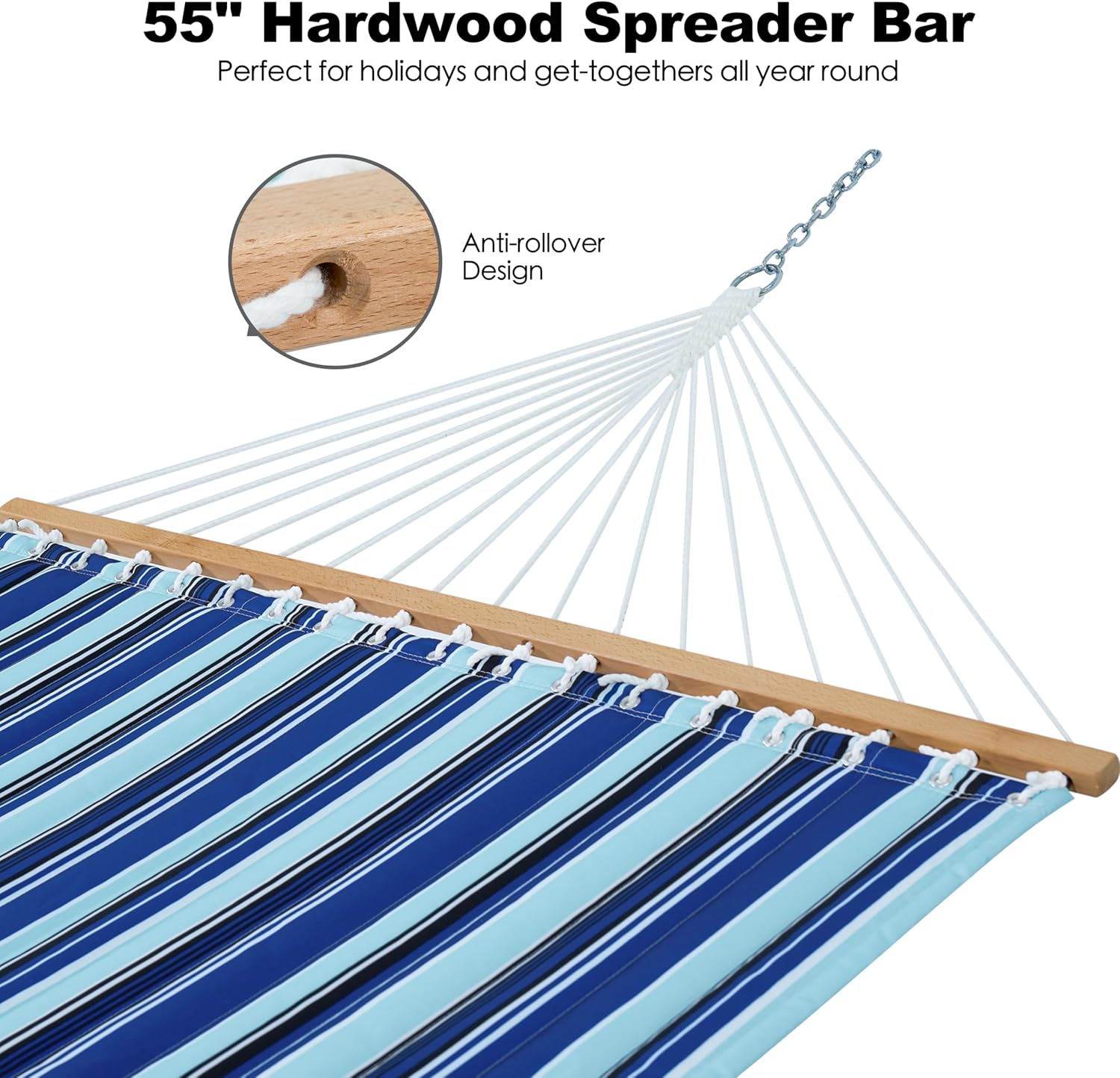 2‑Person Hardwood Spreader‑Bar Hammock