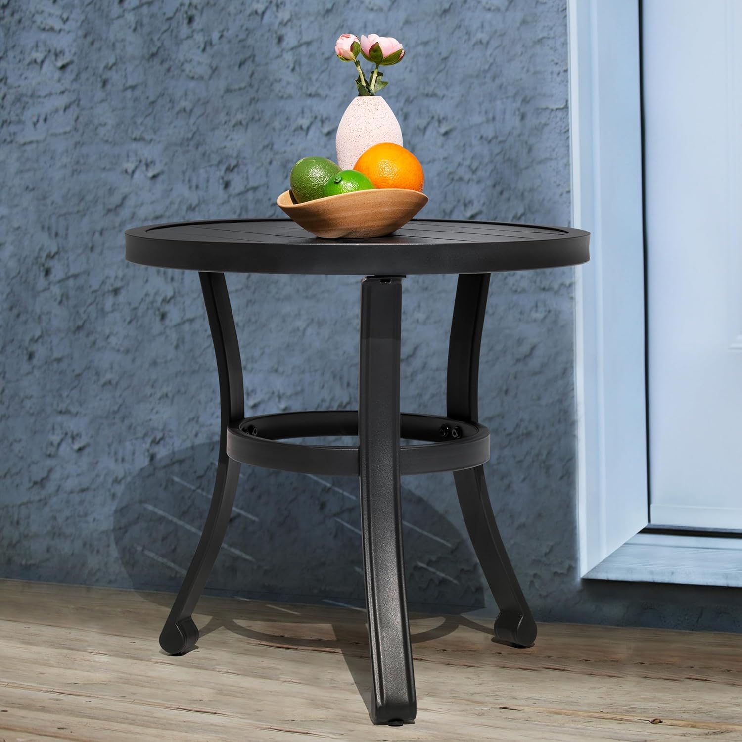 Black Metal Indoor‑Outdoor Side Table
