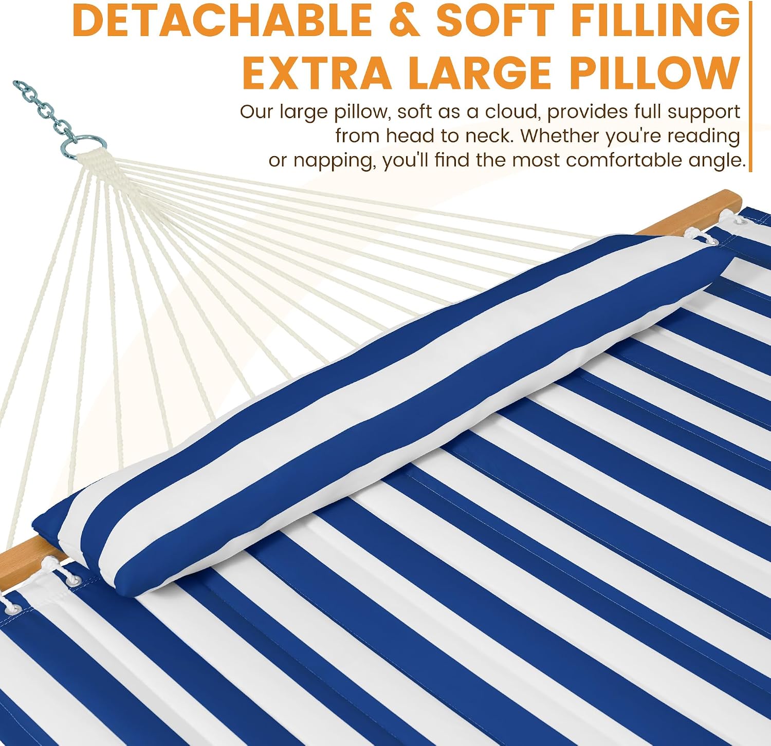 Blue‑White Quilted Double Hammock