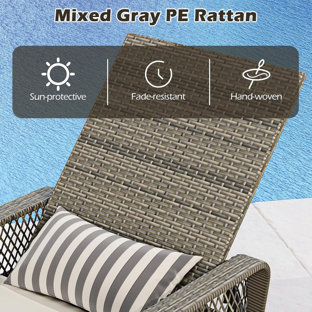 Off‑White 2‑Pack Wicker Chaise Lounge Set