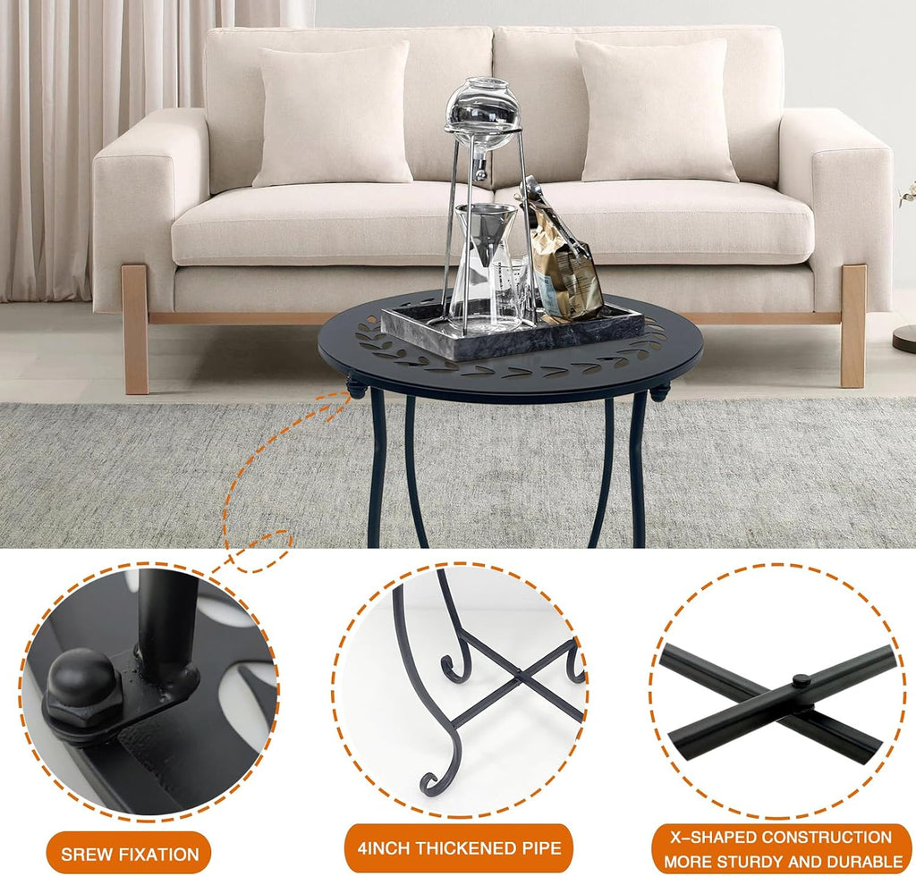 2‑Pack Metal Round Patio Side Tables