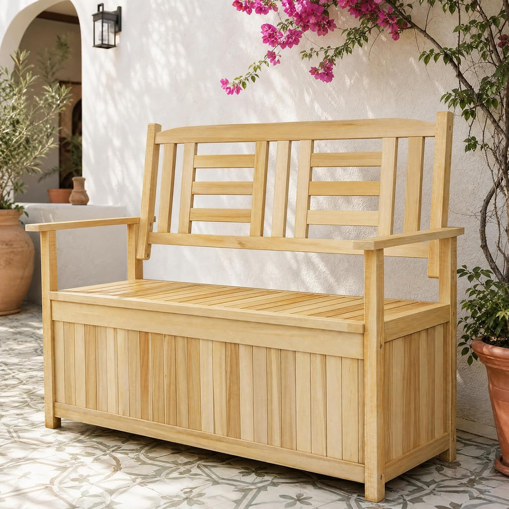 Wood Outdoor Storage Bench Deck Box