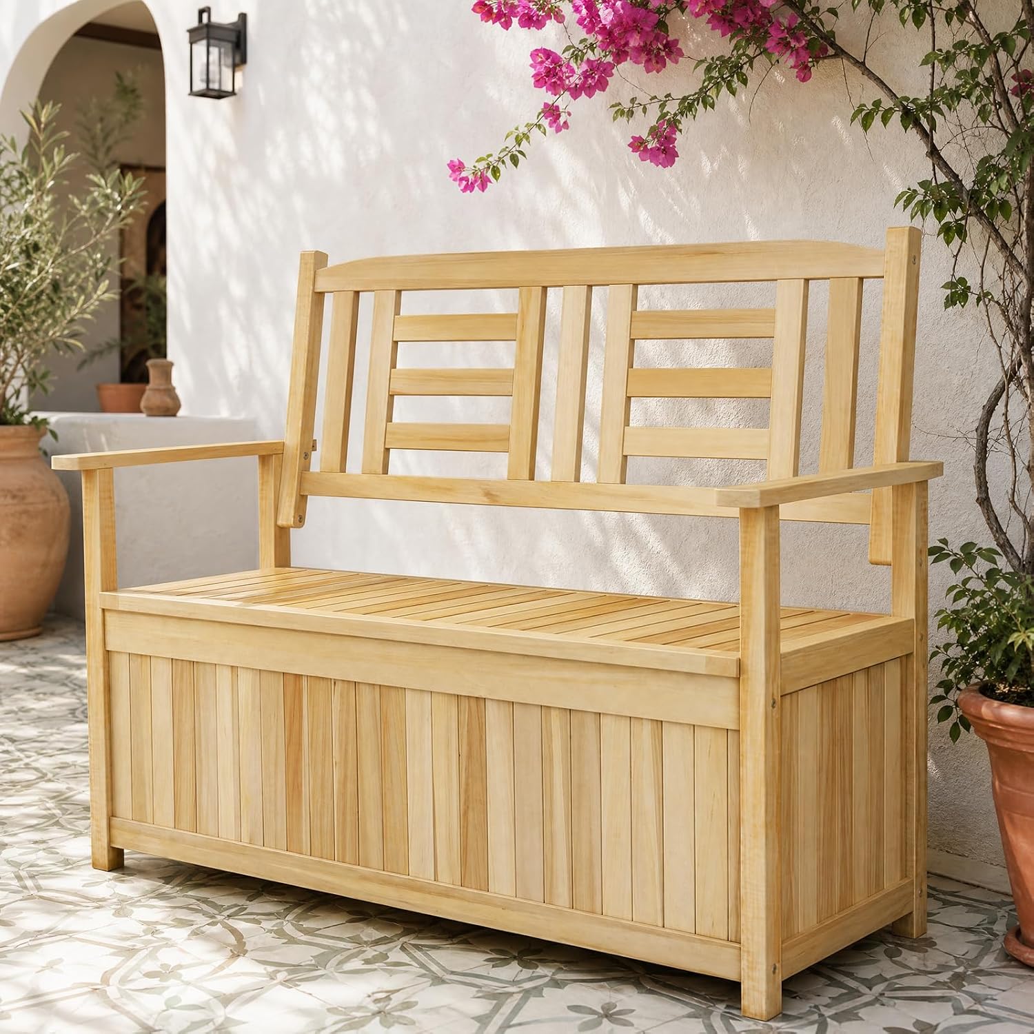 Wood Outdoor Storage Bench Deck Box