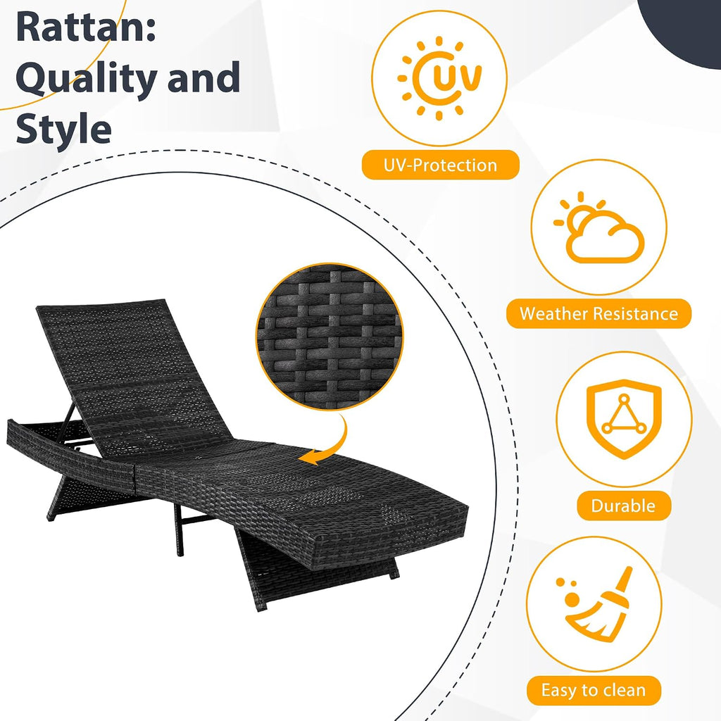 2‑Pack Wicker Outdoor Chaise Lounge Set